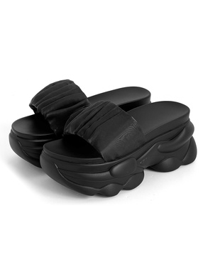 オーガンジーギャザー厚底サンダル