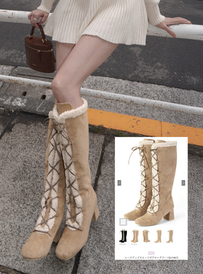 レースアップスエードボアロングブーツ