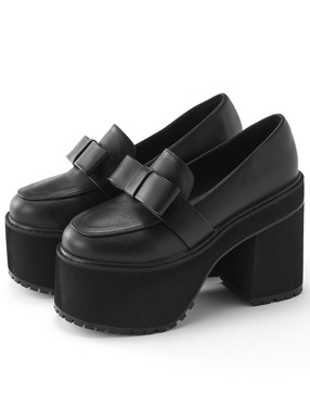 厚底ヒールリボンローファー