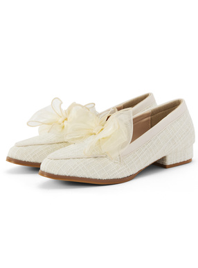 シアーリボンツイードローファー