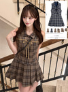 チェック柄リボンノースリシャツミニワンピース[dk1565] | レディース